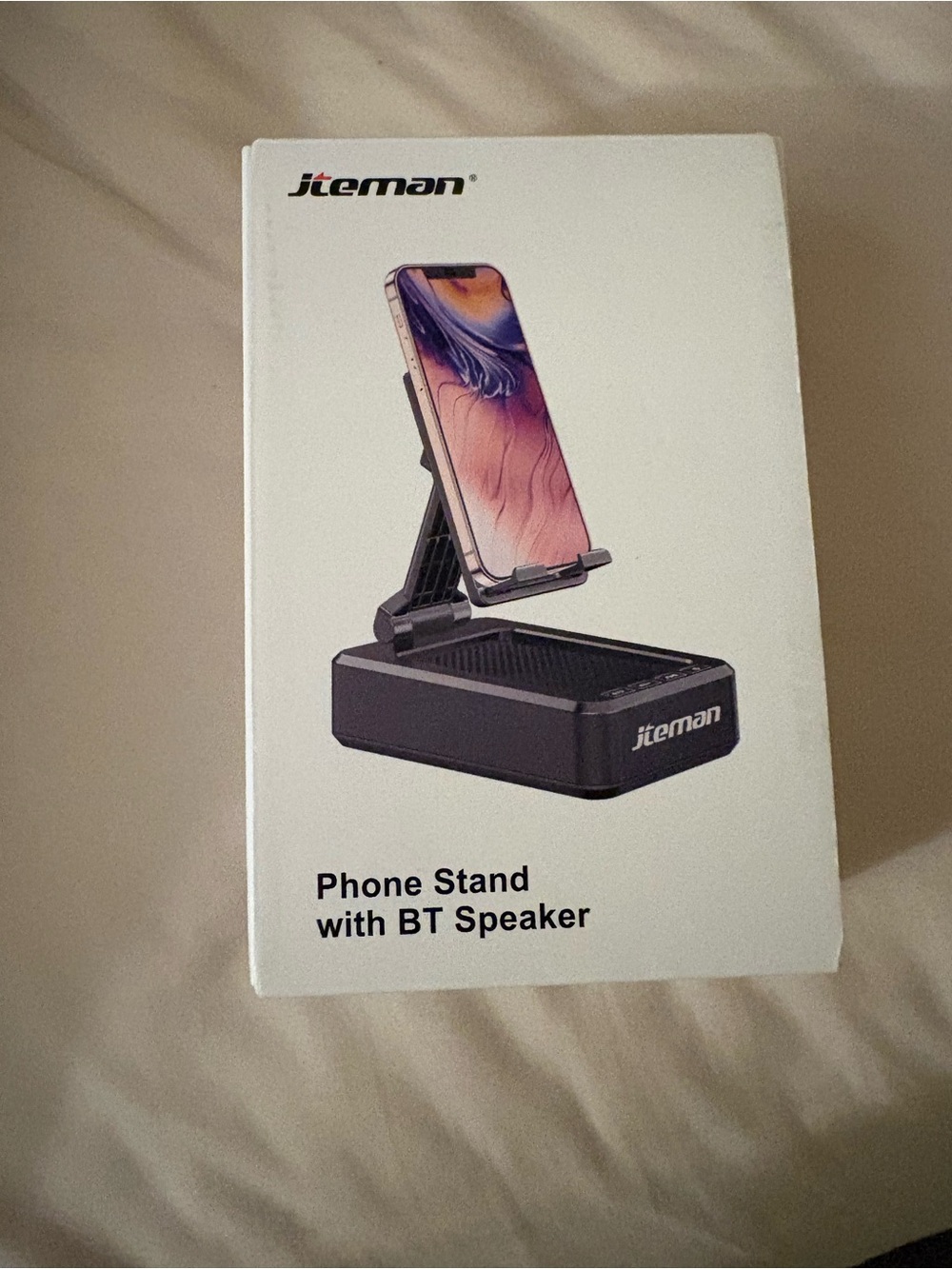 Black Phone Stand with Bluetooth Speaker - Foldable Hands-Free Mount